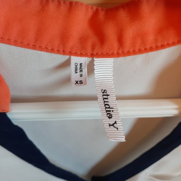 🔥 3/$20White Tank Top with Orange and Blue Accent - Picture 4 of 5